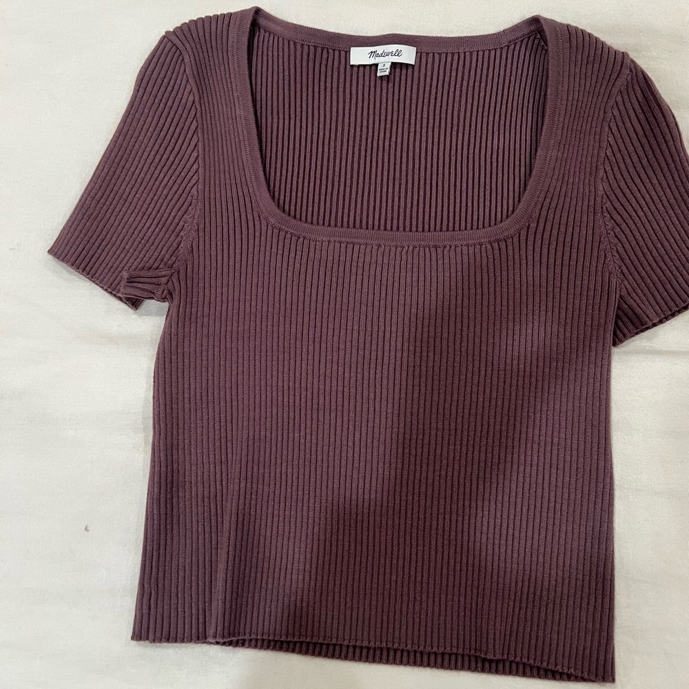 Madewell Plum Ribbed Crop Top